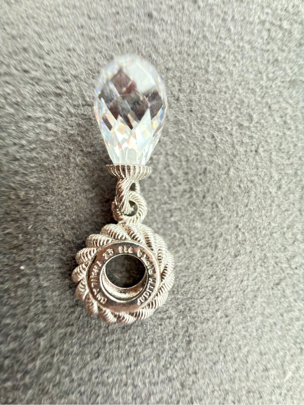 Judith Ripka Clear Crystal Drop with Silver Rope Halo Pendant
